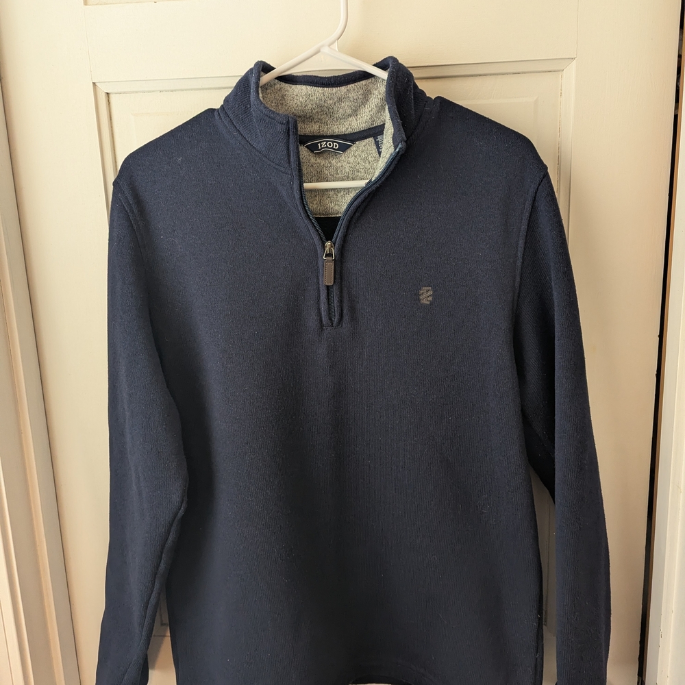 IZOD Men's Dark Blue Quarter Zip-Up Sweater Medium